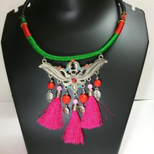 QUILEUTE PINK TASSEL NECKLACE